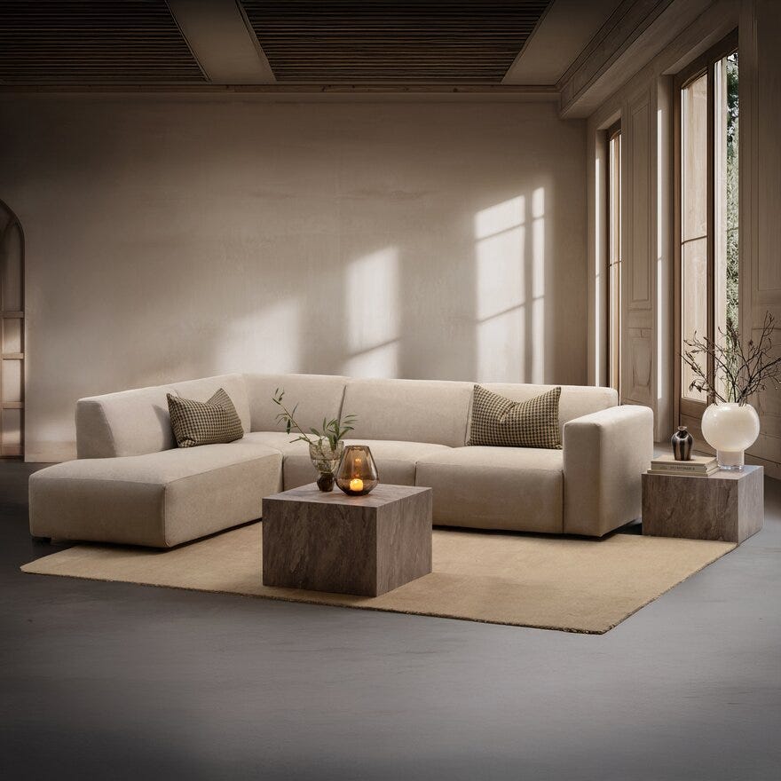 OTELLO Hjørnesofa i Beige/natur