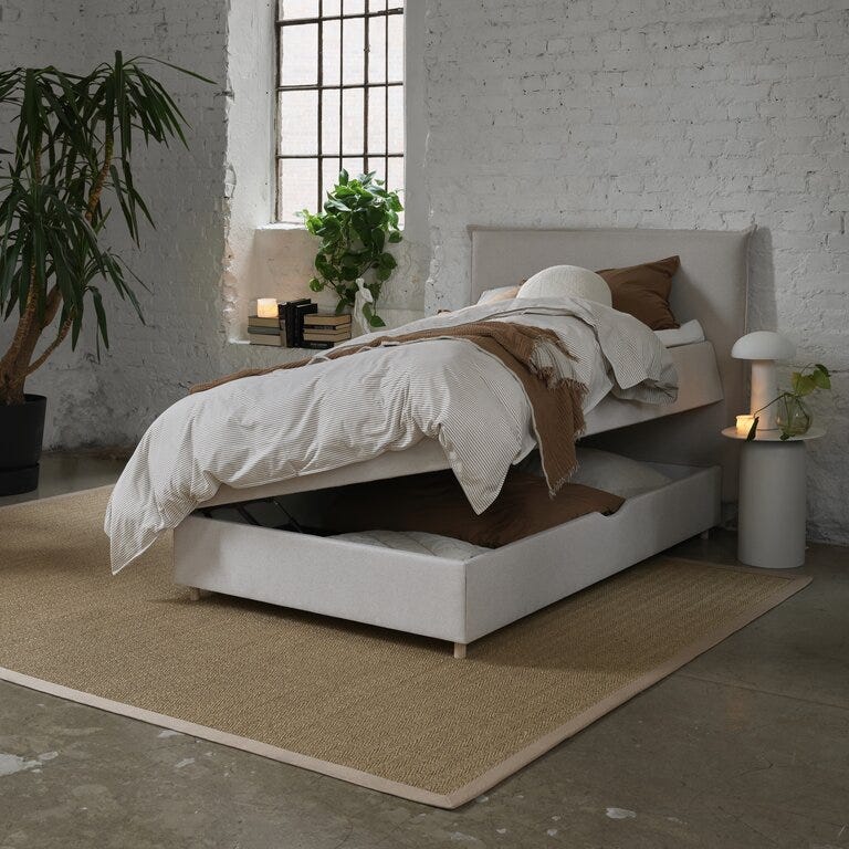 Zen STOCKHOLM Seng med oppbevaring 90x200 cm i Beige/natur