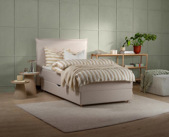Zen STOCKHOLM Seng med oppbevaring 90x200 cm i Beige/natur