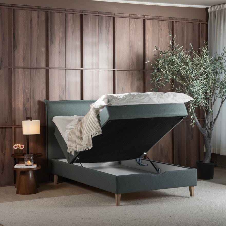 Zen STOCKHOLM Seng med oppbevaring 90x200 cm i Grønn