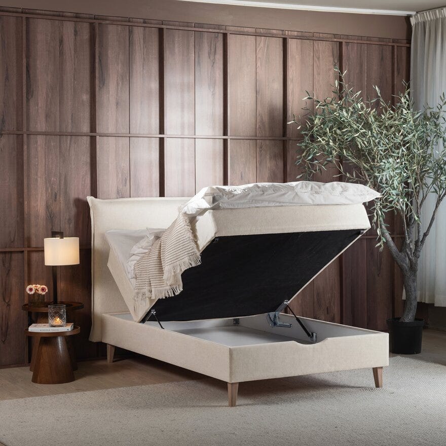 Zen STOCKHOLM Seng med oppbevaring 90x200 cm i Beige/natur
