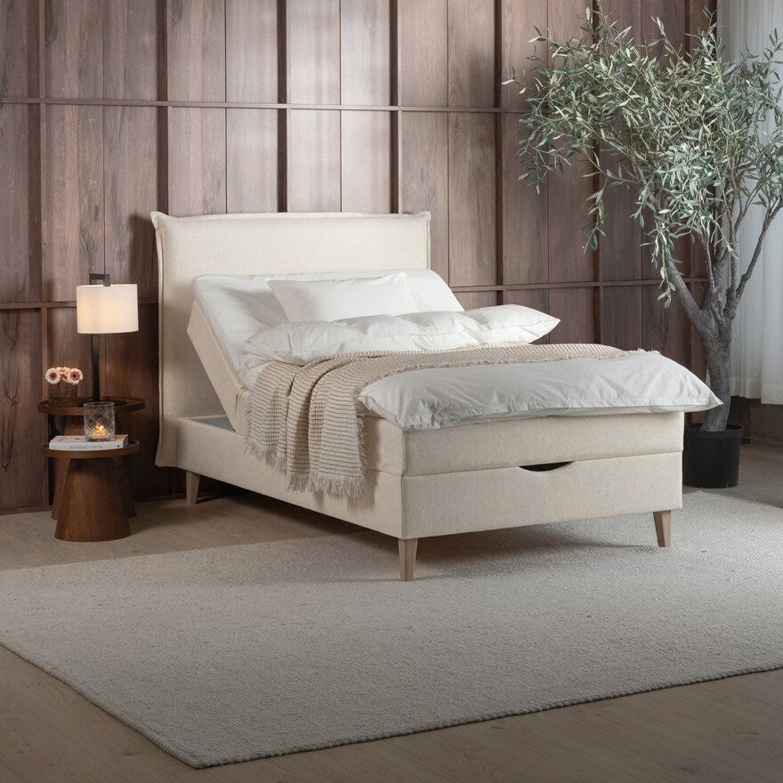 Zen STOCKHOLM Seng med oppbevaring 90x200 cm i Beige/natur
