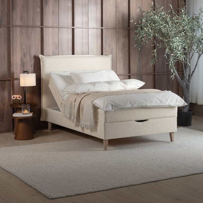 Zen STOCKHOLM Seng med oppbevaring 90x200 cm i Beige/natur