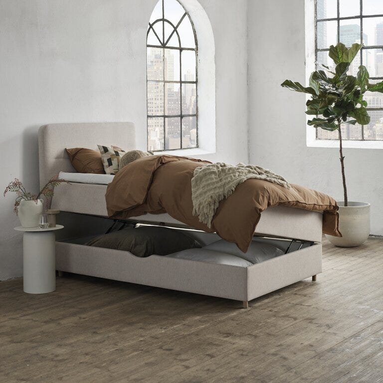 Zen TOKYO Seng med oppbevaring 90x200 cm i Beige/natur