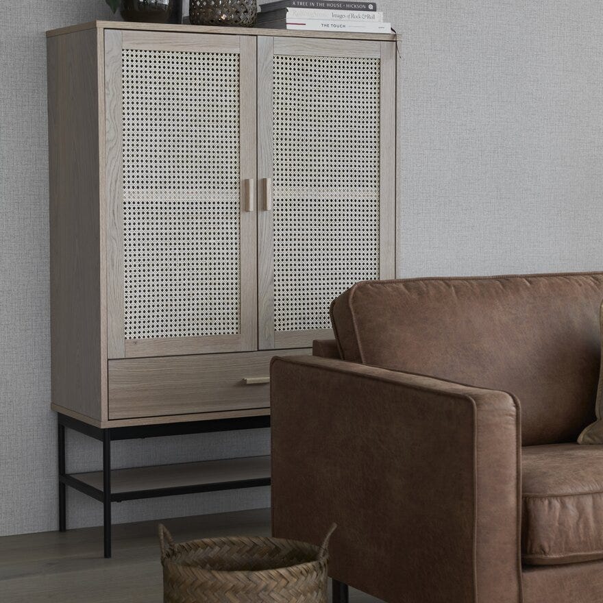 RAFFELS Vitrineskap B:95 cm i Beige/natur