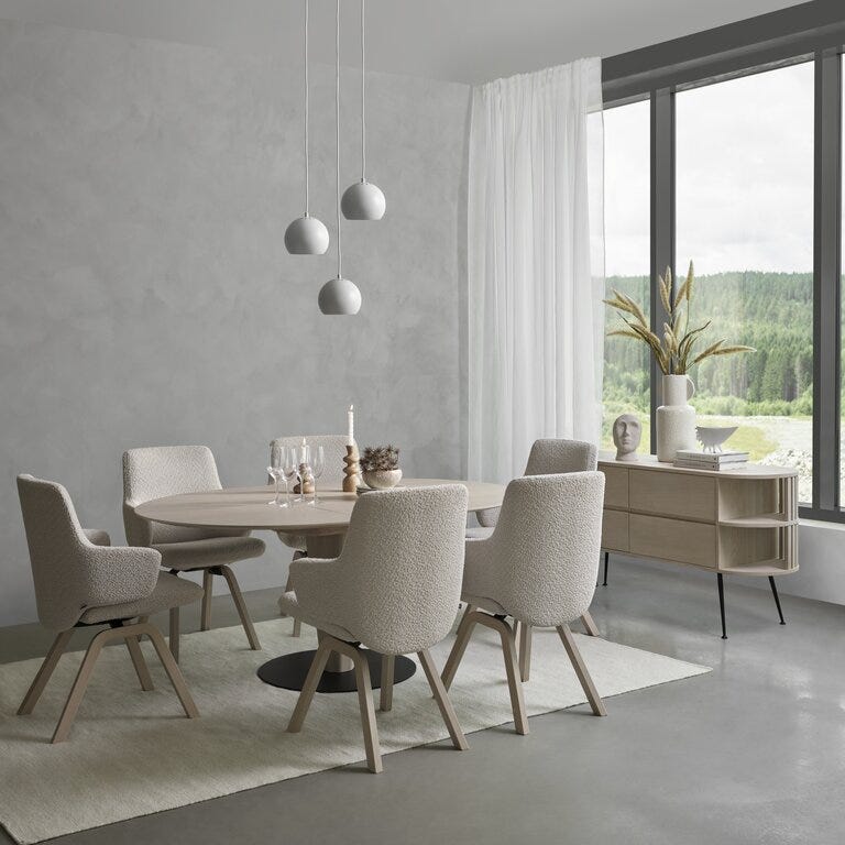 Stressless BORDEAUX Rundt spisebord Ø125 cm i Beige/natur