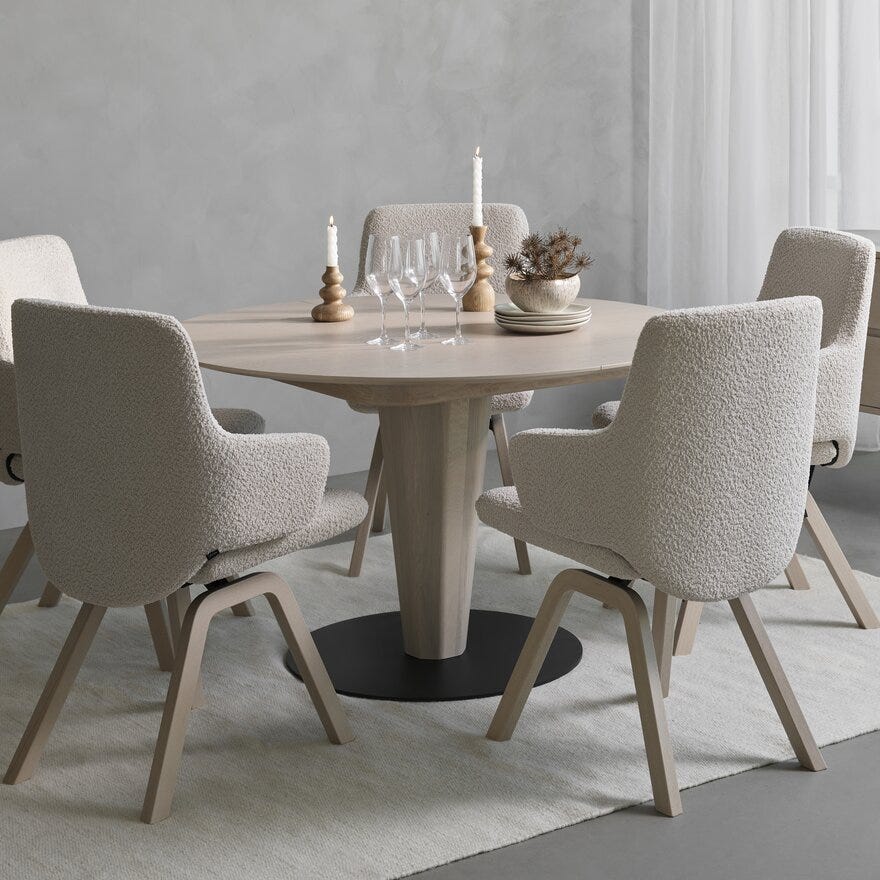 Stressless BORDEAUX Rundt spisebord Ø125 cm i Beige/natur