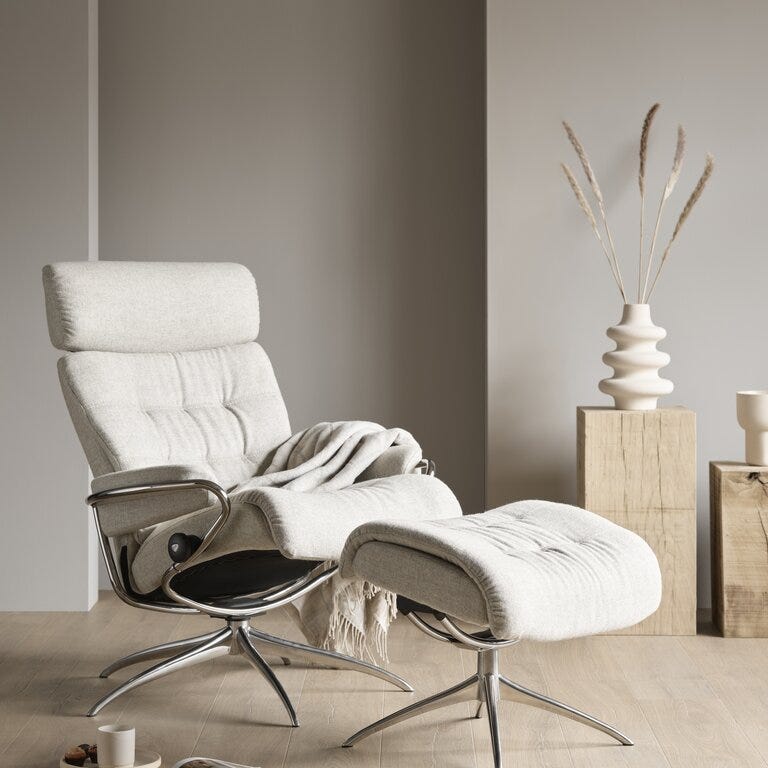 Stressless ERIK Hvilestol med fotskammel i Beige/natur