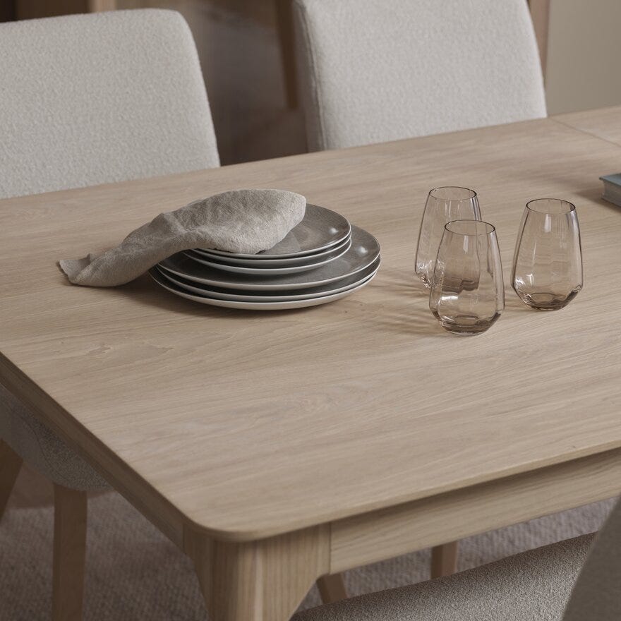 SCANDI Spisebord 100x220 cm i Beige/natur