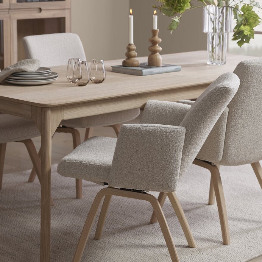 SCANDI Spisebord 100x220 cm i Beige/natur