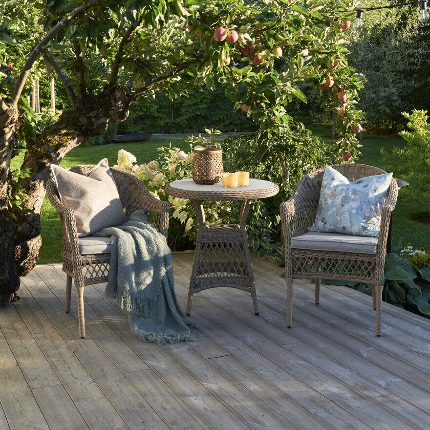 NORA Kafesett med bord i Beige/natur