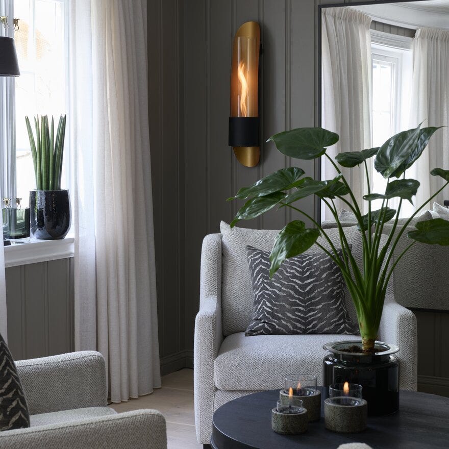 TenderFlame CYCLOFLAME Vegglykt 23x20 cm i Svart