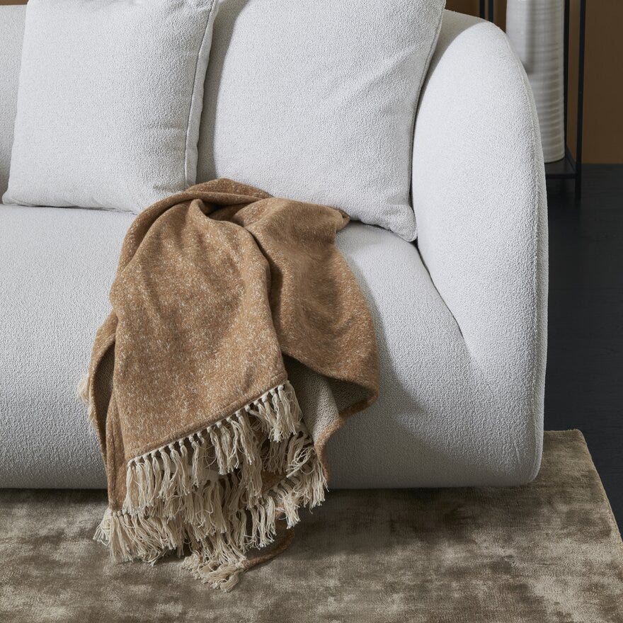 Boel & Jan FRANKE Pledd Frynser 130x170 cm i Beige/natur