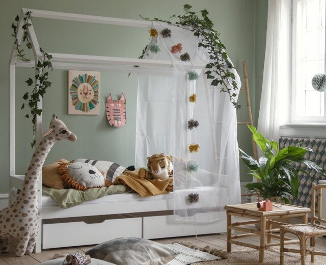 Hoppekids ECO ONE Barneseng hus 70x160 cm i Hvit