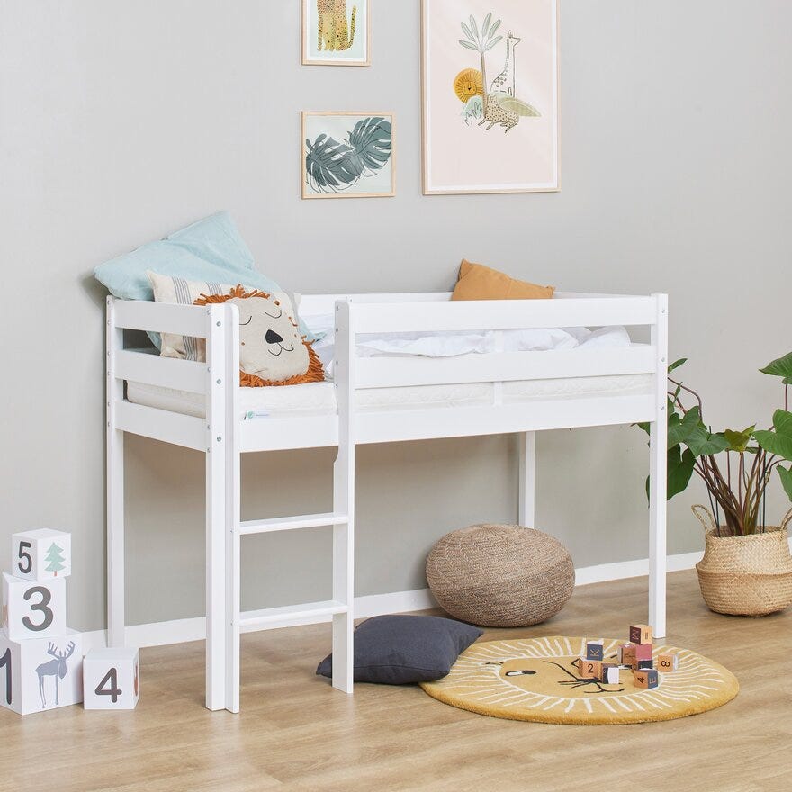 Hoppekids ECO ONE Barneseng halvhøy 70x160 cm i Hvit