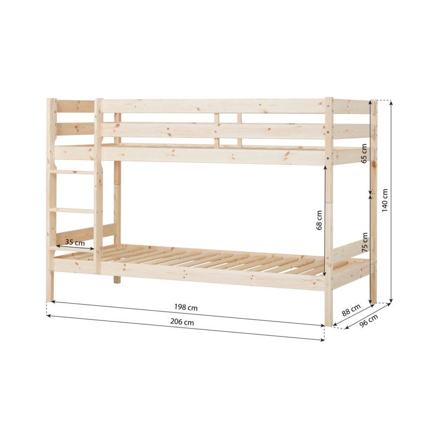 Hoppekids ECO ONE Køyeseng 90x200 cm i Beige/natur