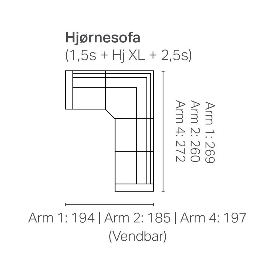 MELBY Hjørnesofa i Beige/natur