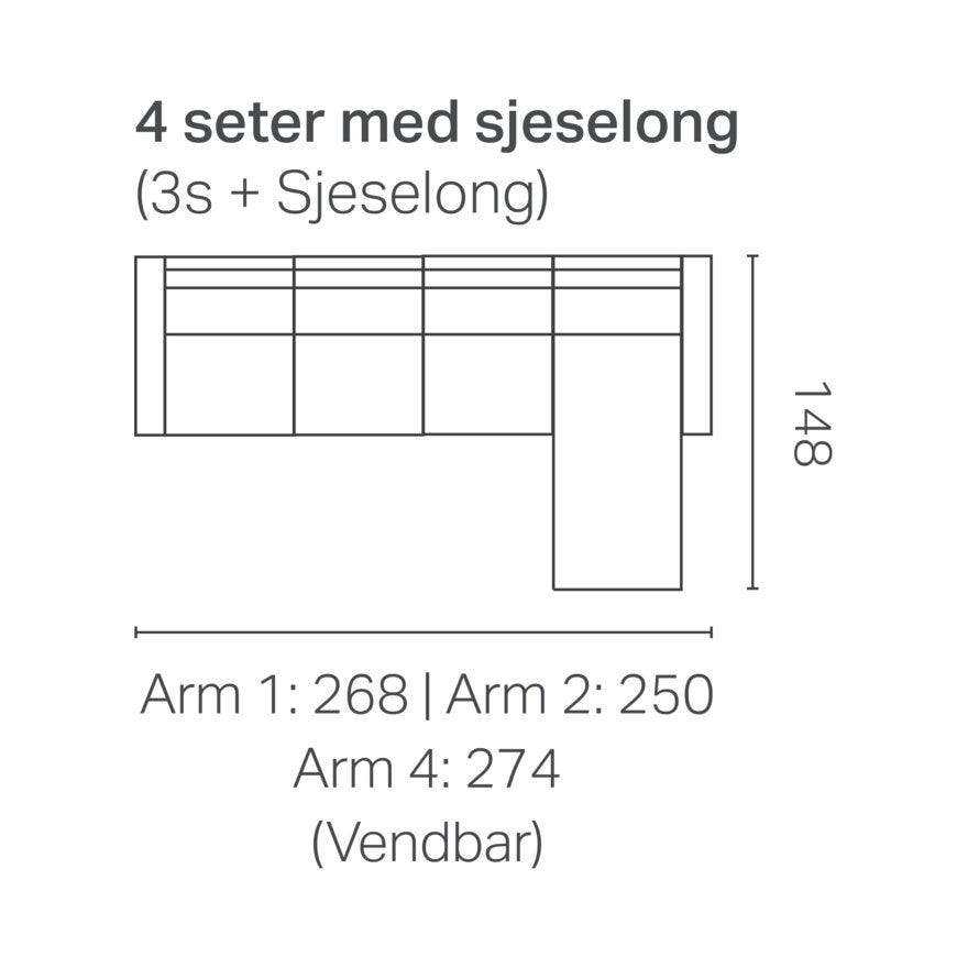 Select MELBY 3 seter med sjeselong i Beige/natur
