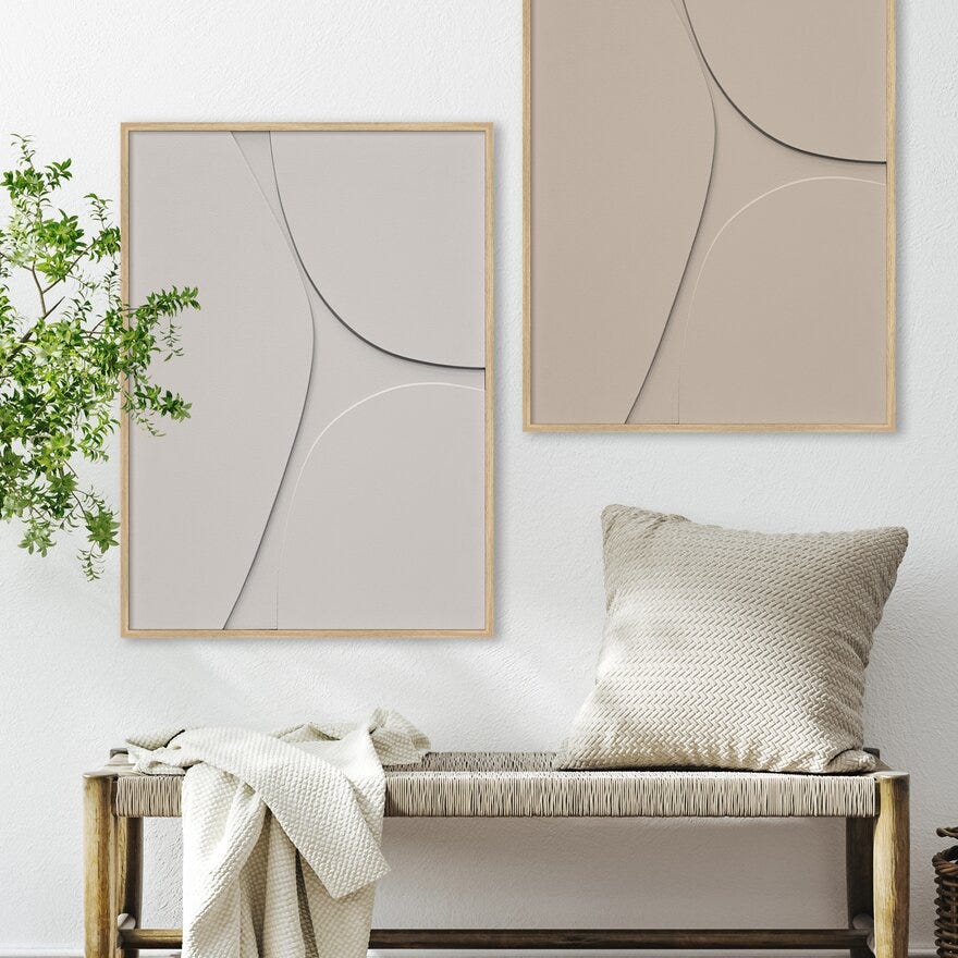 SHAPED ART Strukturbilde 53x73 cm i Beige/natur