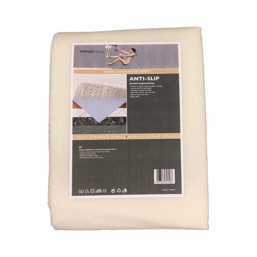 ANTISLIP Teppeunderlag 190x290 cm i Beige/natur