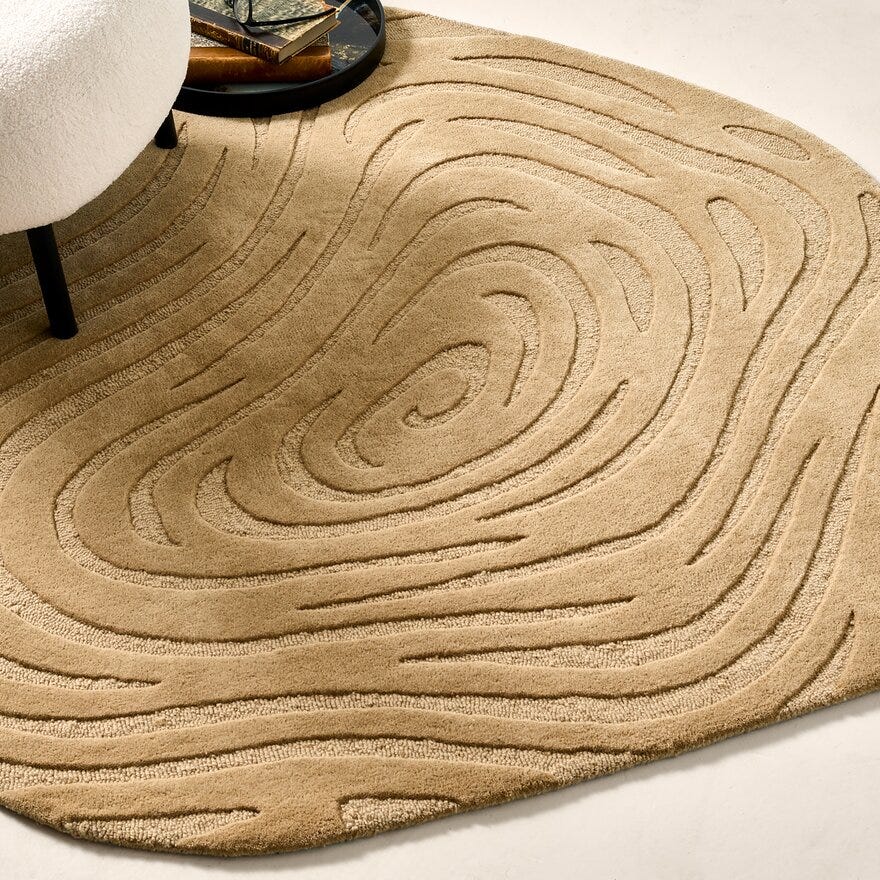 BOWEN Rundt teppe Ø160 cm i Beige/natur