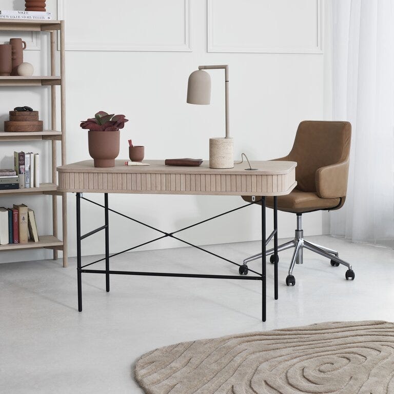 BOWEN Rundt teppe Ø160 cm i Beige/natur