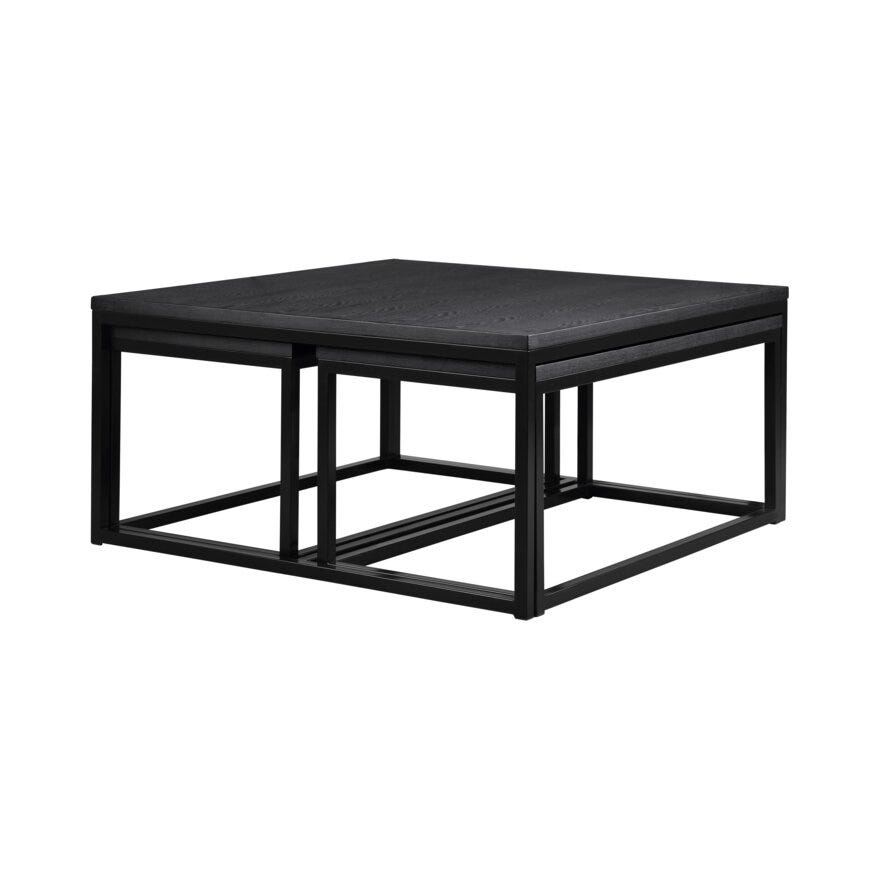 ACERO Sofabordsett 100x100 cm i Svart