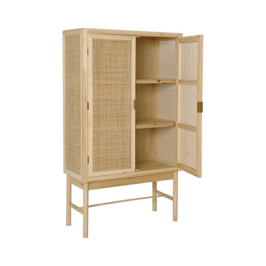 BALI Vitrineskap B:90 cm i Beige/natur
