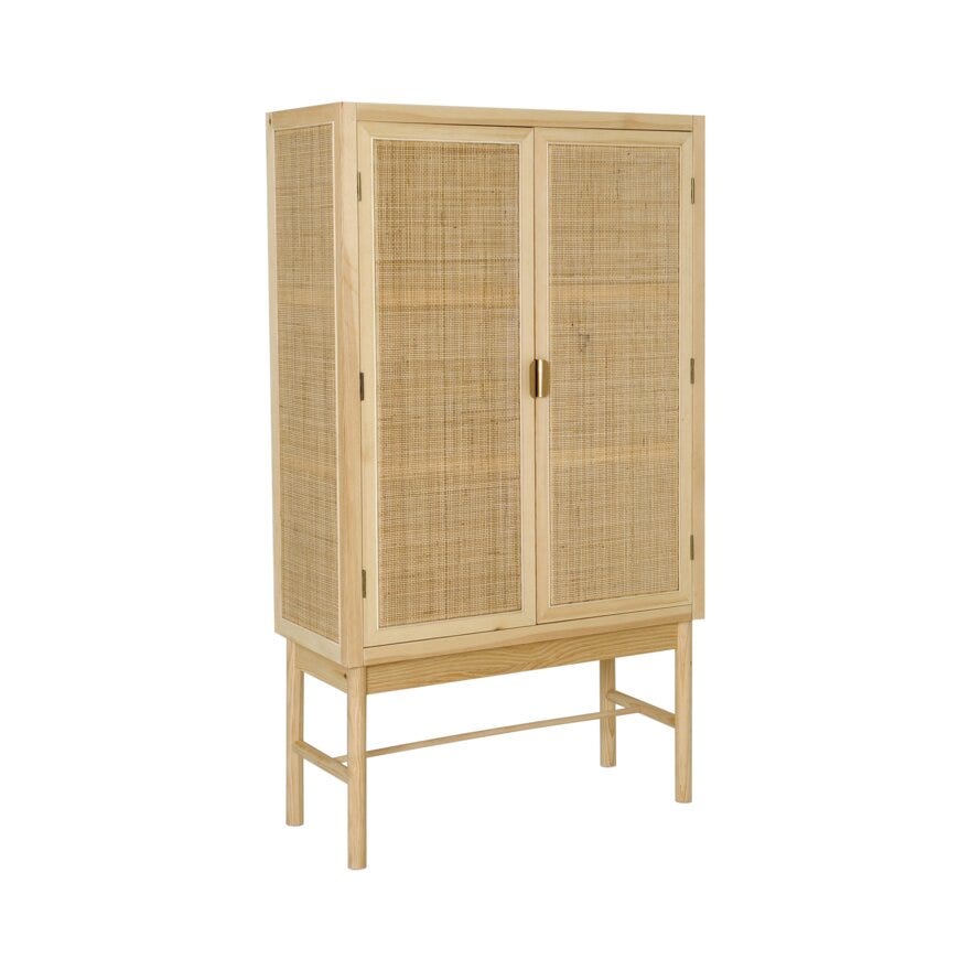 BALI Vitrineskap B:90 cm i Beige/natur