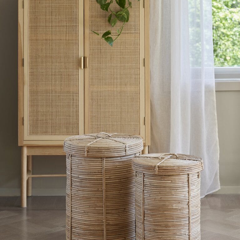 BALI Vitrineskap B:90 cm i Beige/natur