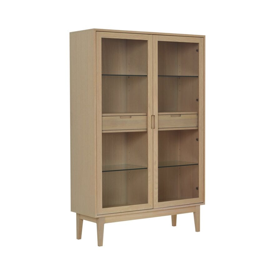 BELFORT Vitrineskap med lys 120x40 cm i Beige/natur