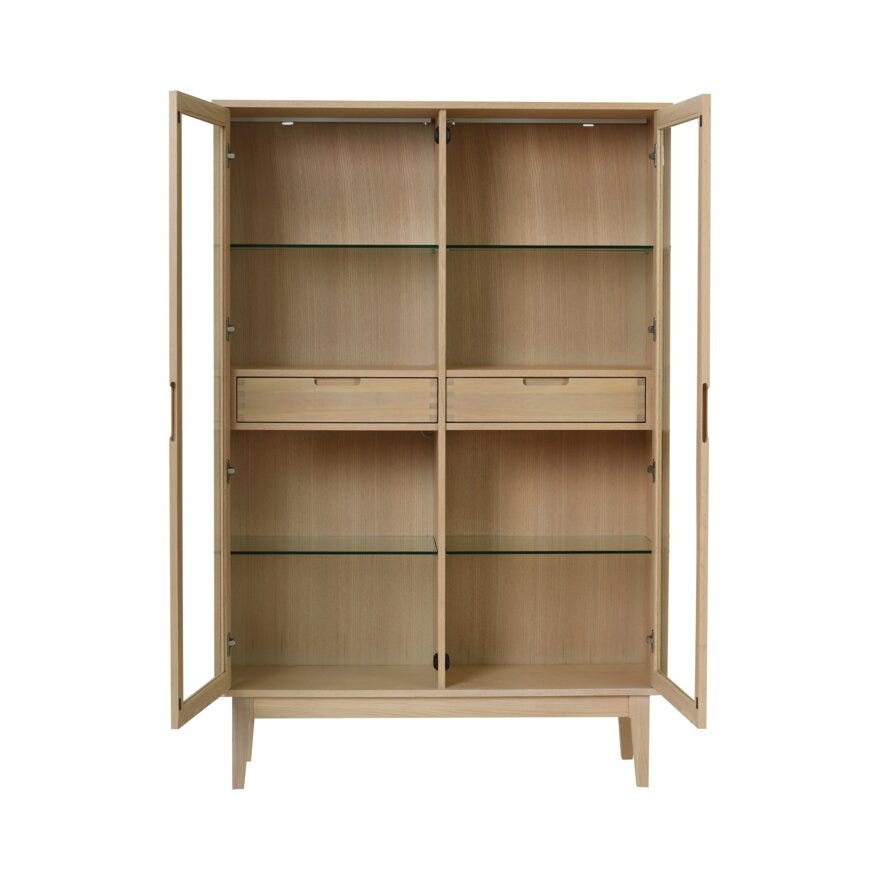 BELFORT Vitrineskap med lys 120x40 cm i Beige/natur