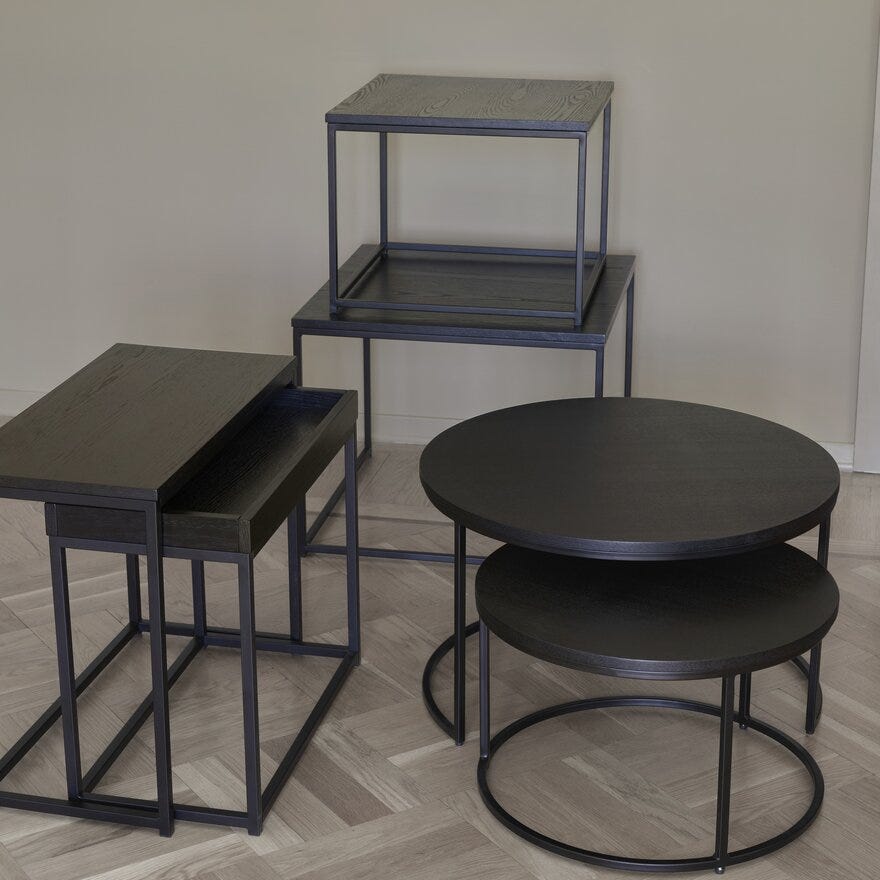 DUETT Sidebord sett 30x60 cm i Svart
