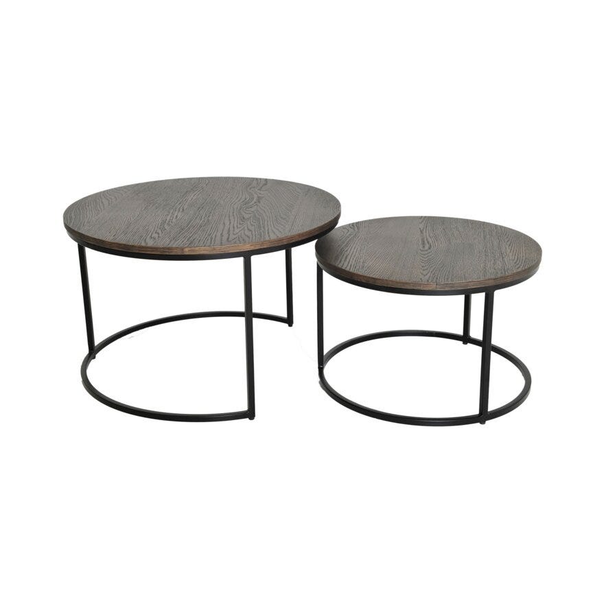 DUETT Sidebord sett Ø60 cm i Brun
