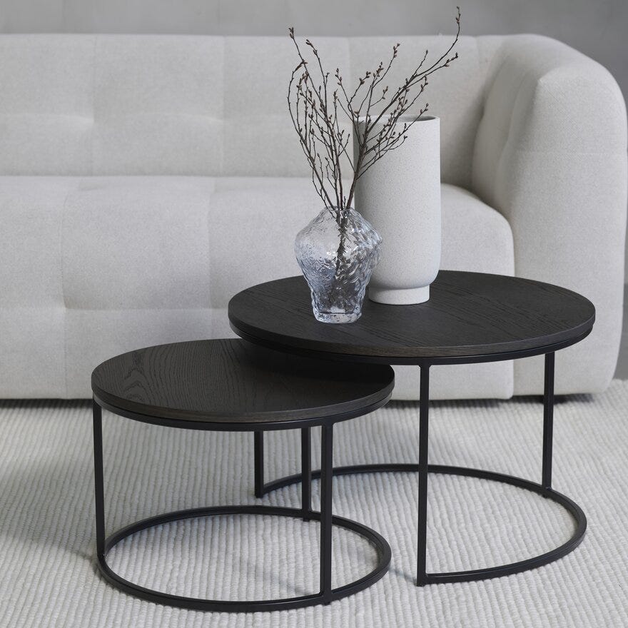 DUETT Sidebord sett Ø60 cm i Brun