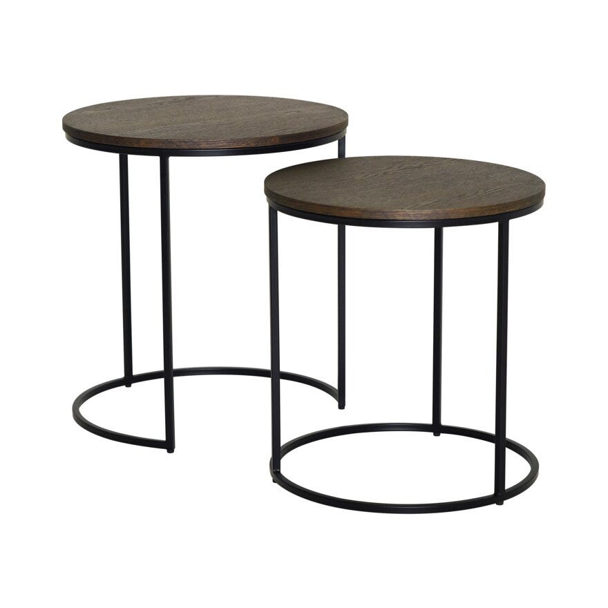 DUETT Sidebord sett Ø49 cm i Brun