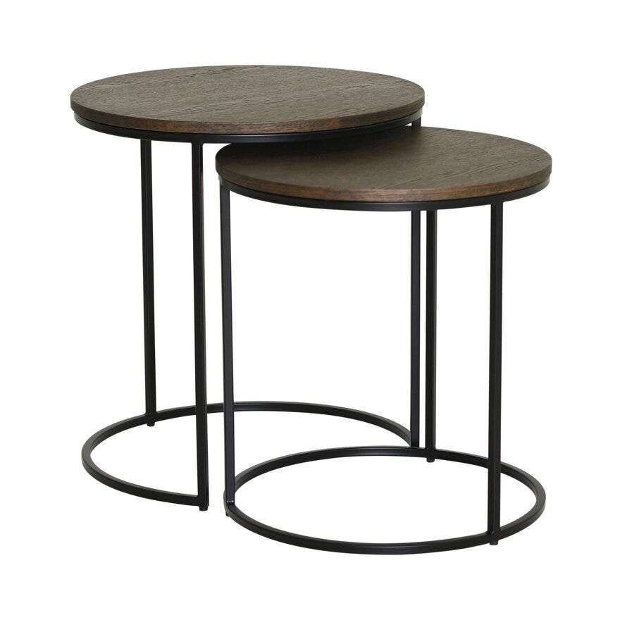 DUETT Sidebord sett Ø49 cm i Brun