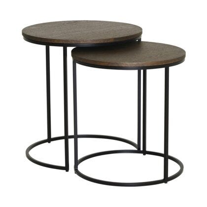DUETT Sidebord sett Ø49 cm i Brun