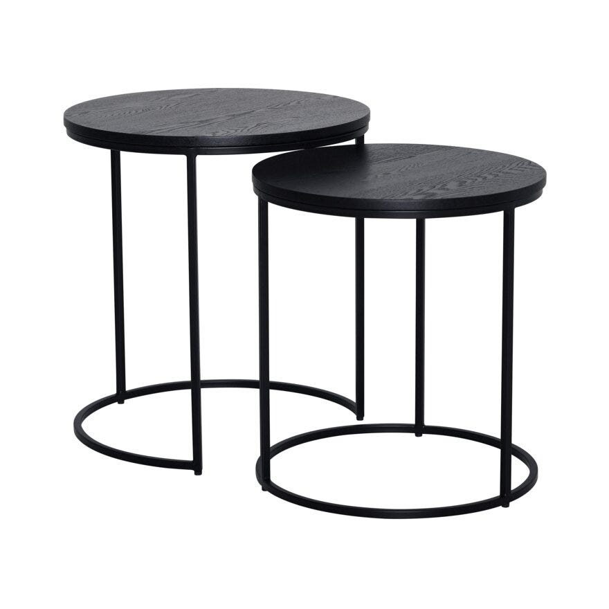 DUETT Sidebord sett Ø49 cm i Svart