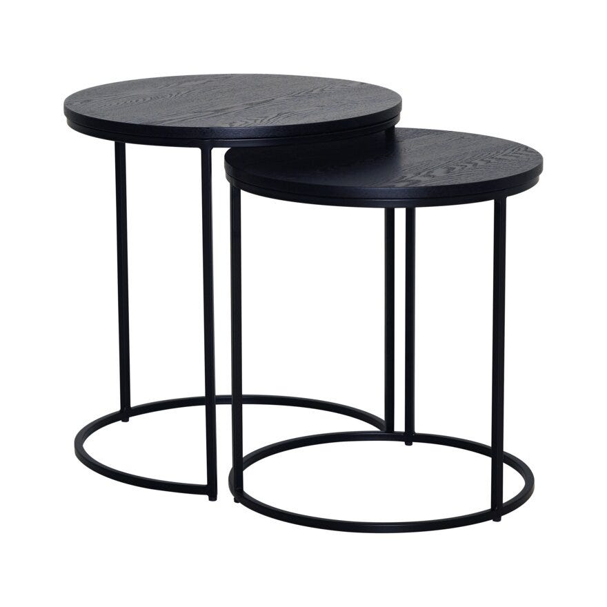 DUETT Sidebord sett Ø49 cm i Svart