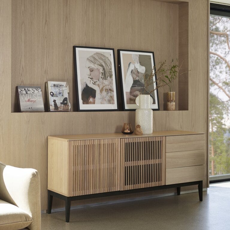 GRADINO Skjenk B:180 cm i Beige/natur