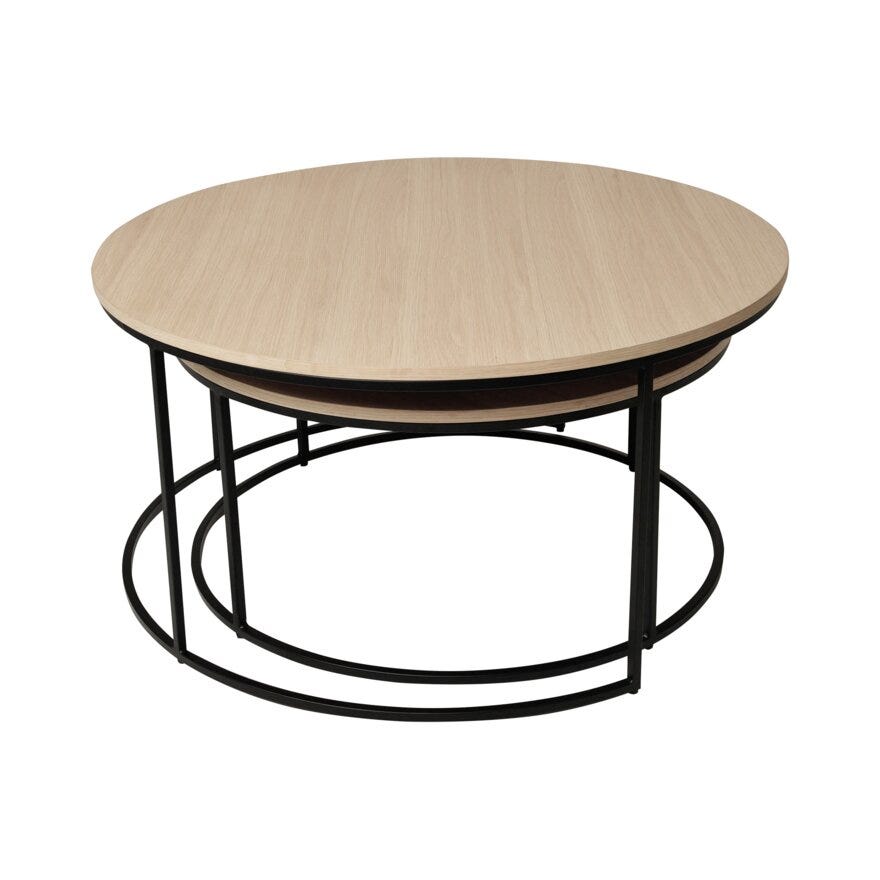MURAN Rundt sofabordsett Ø90 cm i Beige/natur