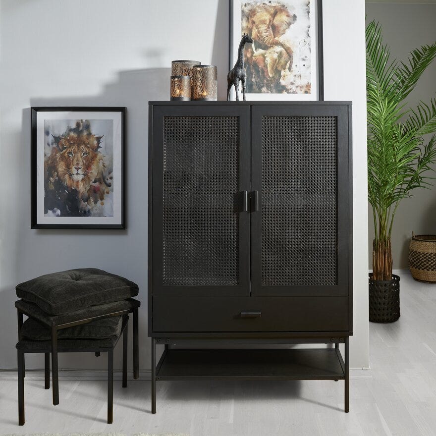 RAFFELS Vitrineskap B:95 cm i Svart