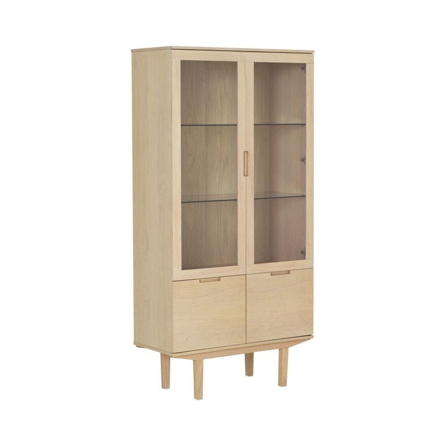 SAGENE Vitrineskap med lys 90x40 cm i Beige/natur
