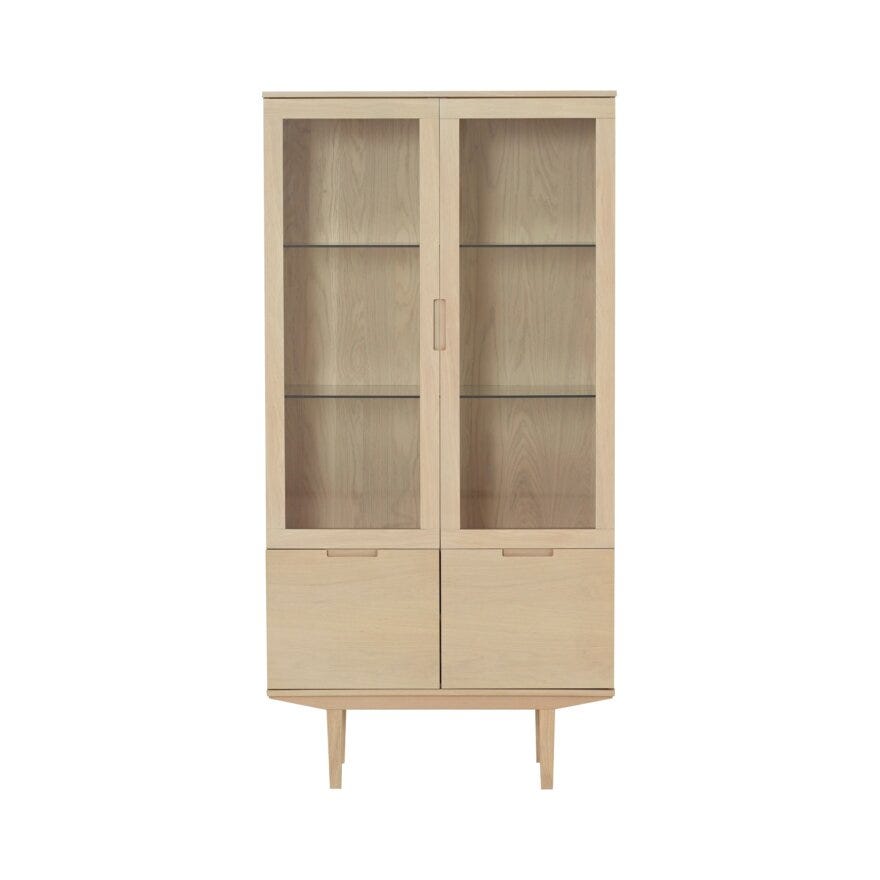 SAGENE Vitrineskap med lys 90x40 cm i Beige/natur