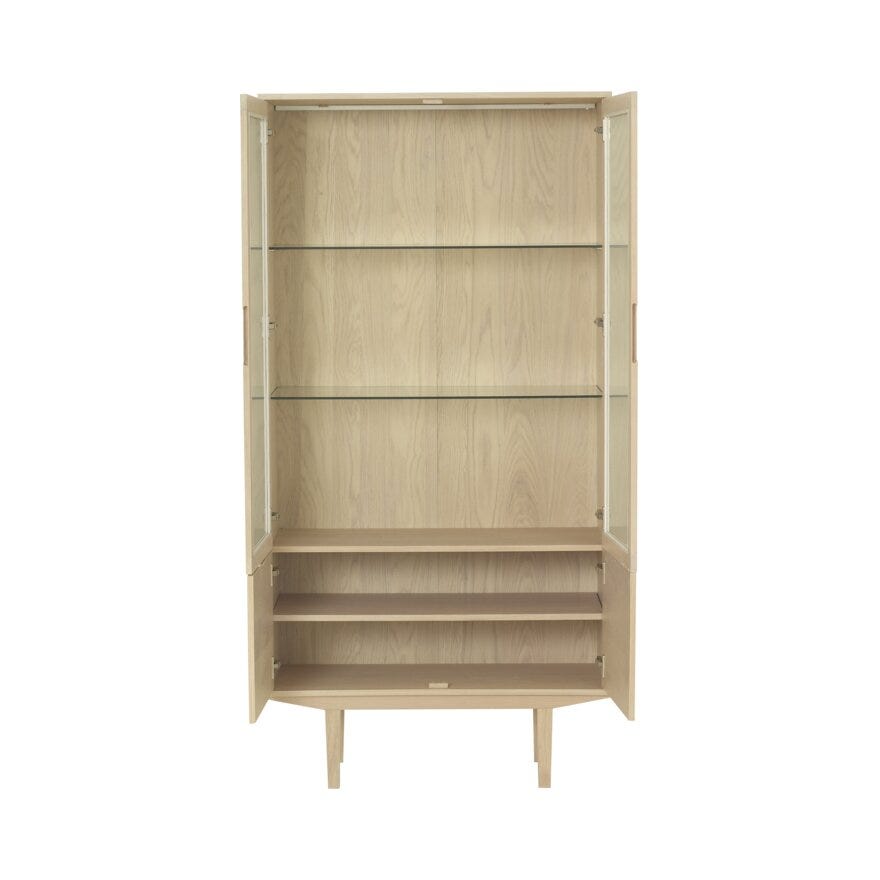 SAGENE Vitrineskap med lys 90x40 cm i Beige/natur