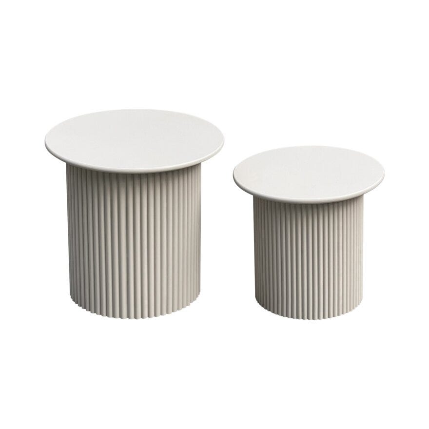 TAMBURIN Sidebord sett Ø40 cm i Beige/natur
