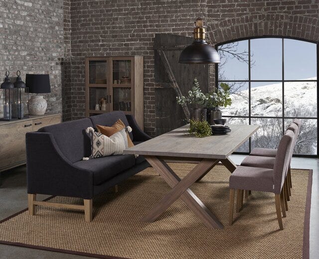 DAVOS Spisesofa med armlene 228x79 cm i Grå
