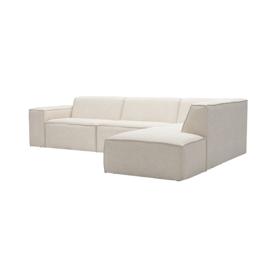 QUADRATO Hjørnesofa med endeavslutning i Beige/natur
