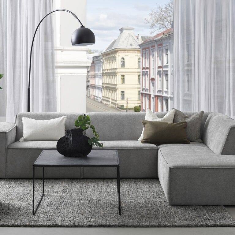 QUADRATO Hjørnesofa med endeavslutning i Beige/natur